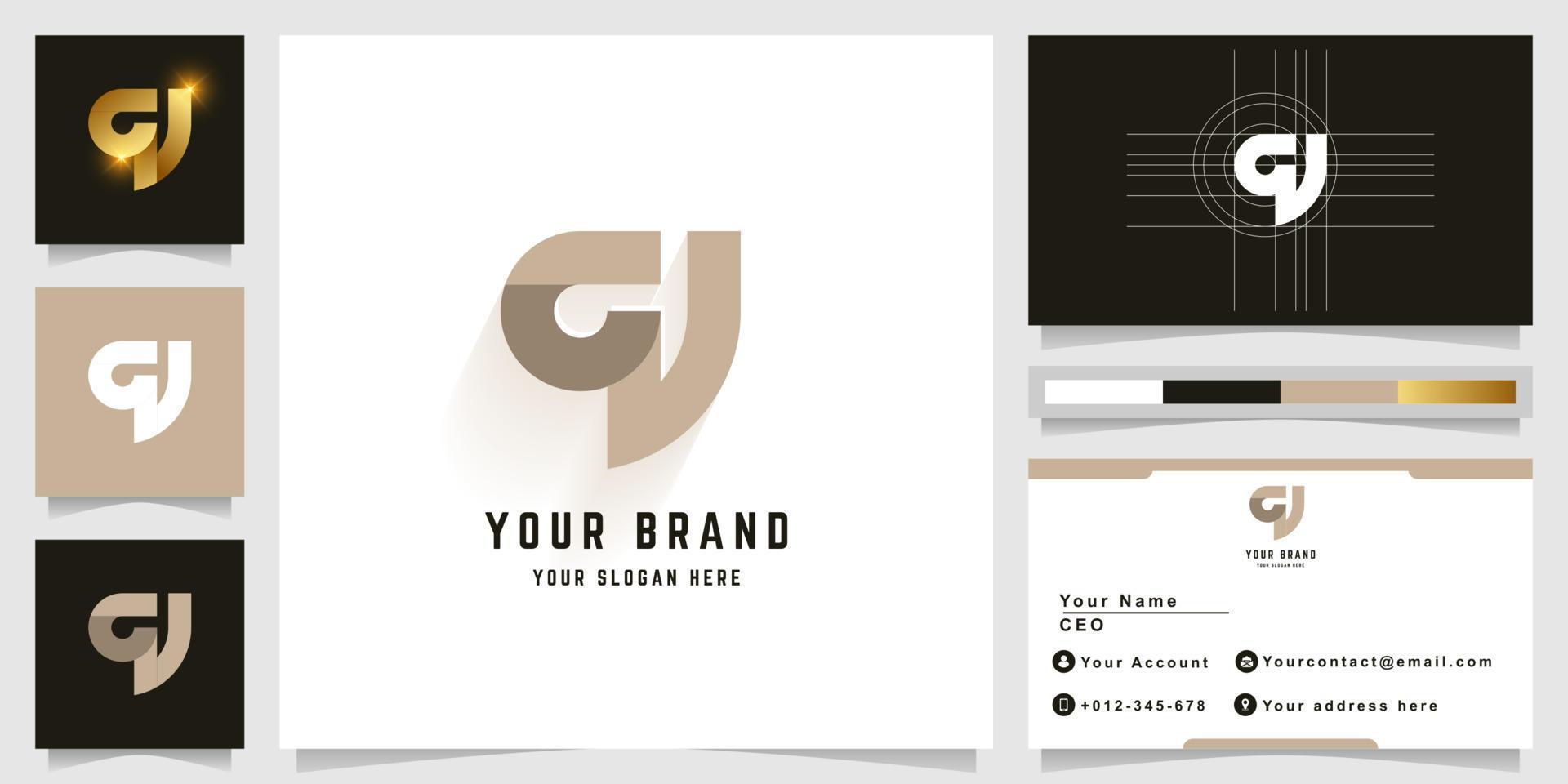 Letter qV or GW monogram logo with business card design vector