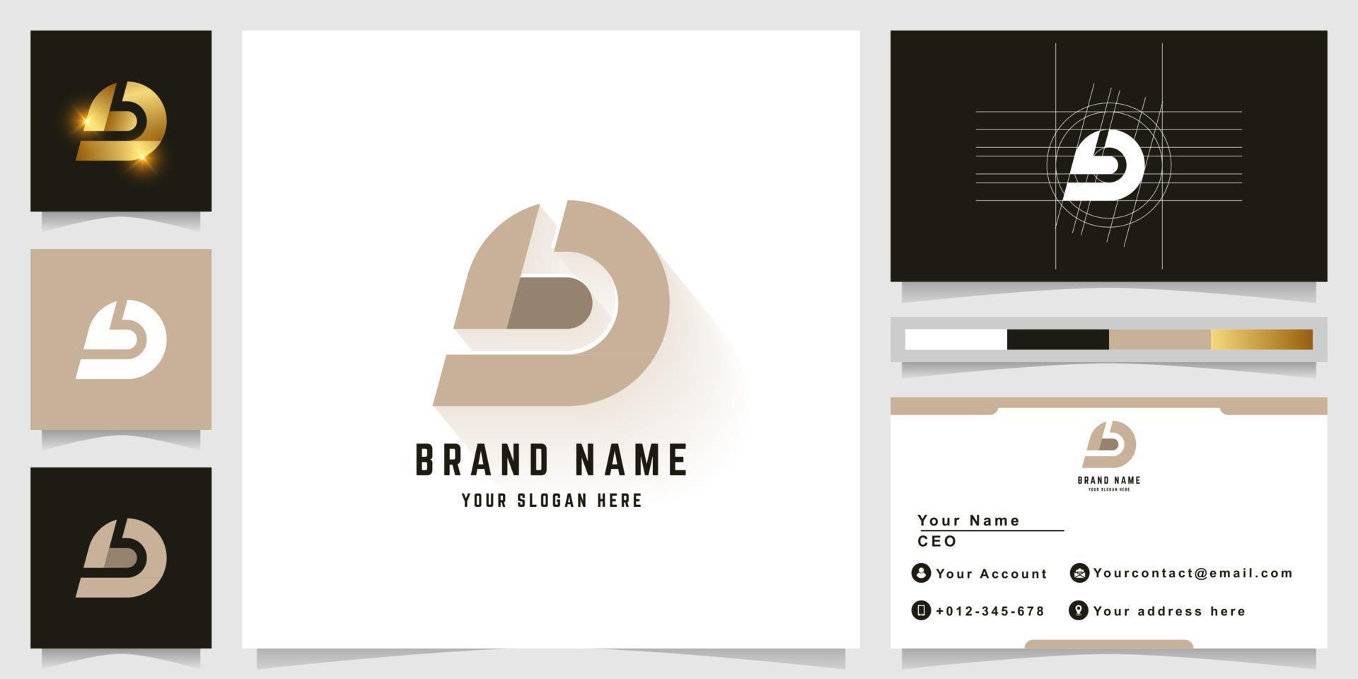 Letter LD or bD monogram logo with business card design vector