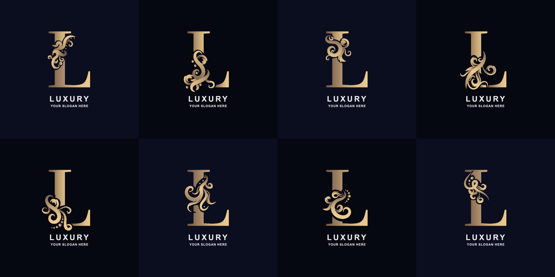 Collection letter L logo with luxury ornament design vector