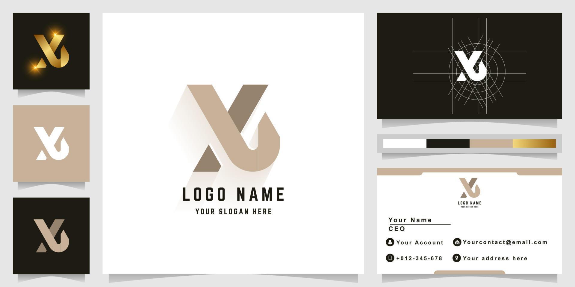 Letter Xy or Xt monogram logo with business card design vector