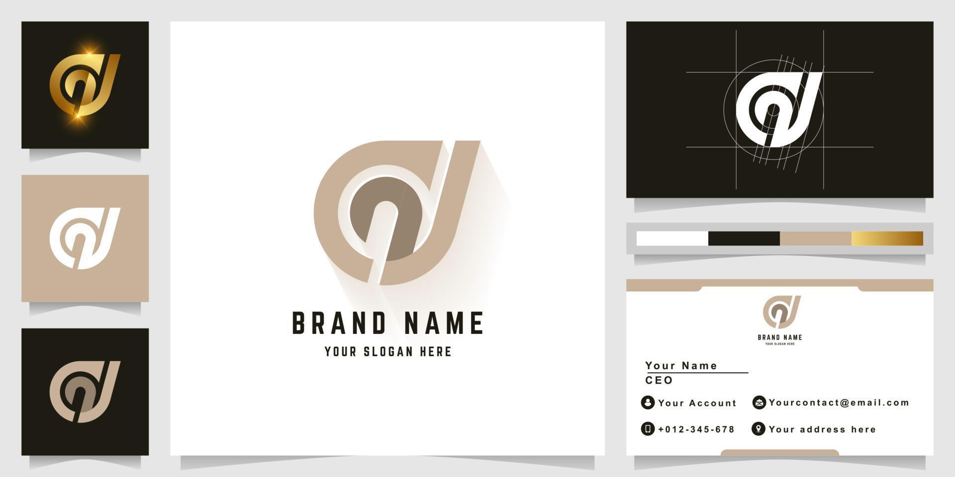 Letter CN or GN monogram logo with business card design vector