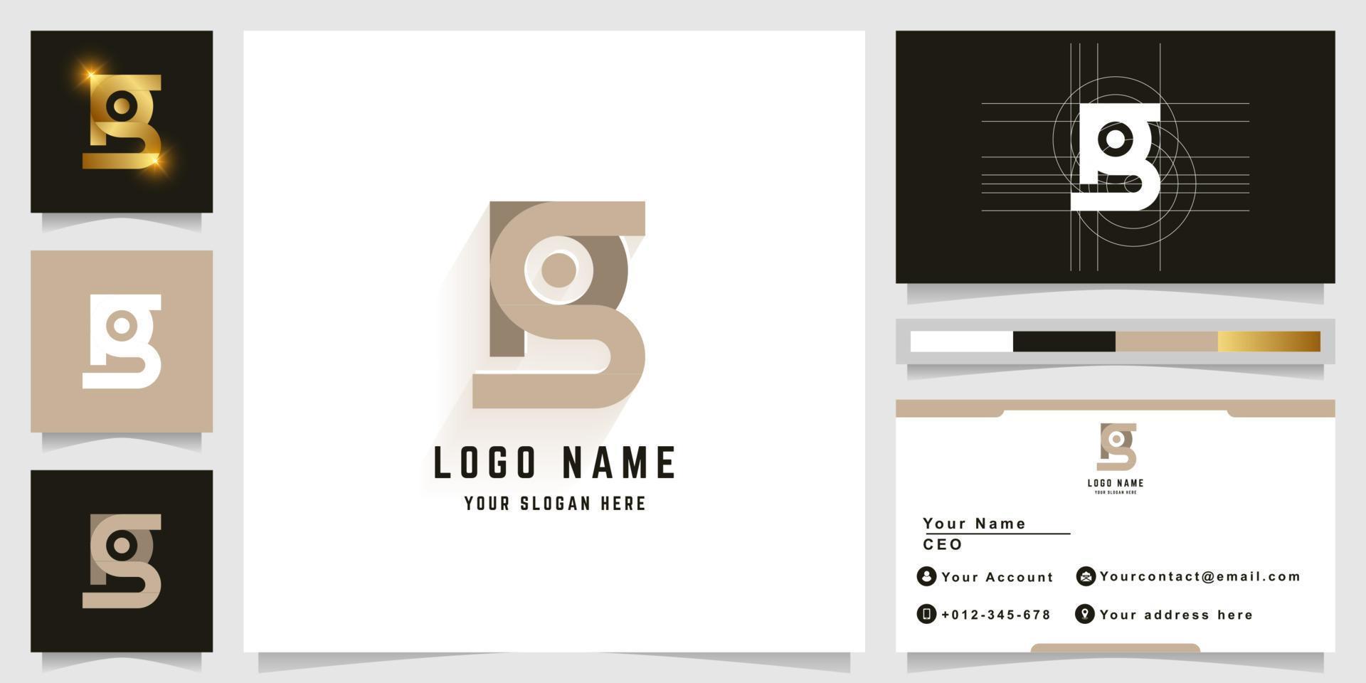 Letter BS or Sg monogram logo with business card design vector