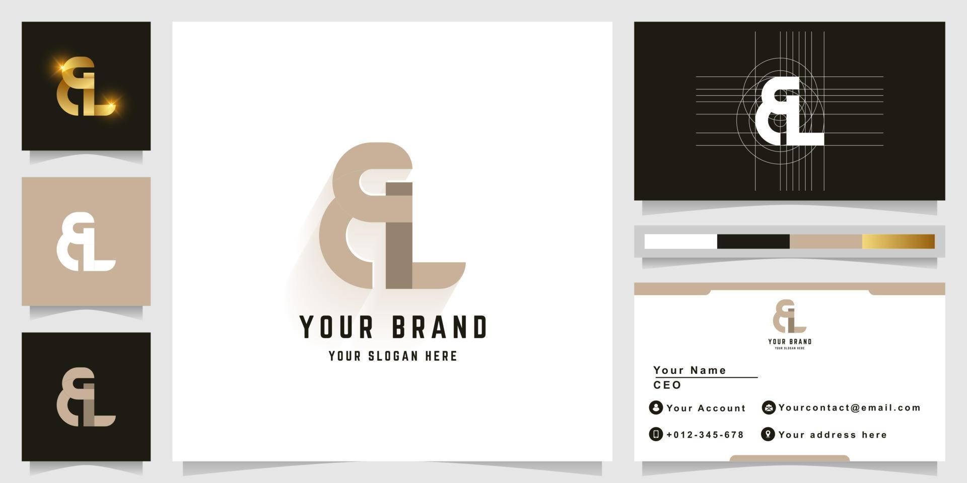 Letter EL or BL monogram logo with business card design vector