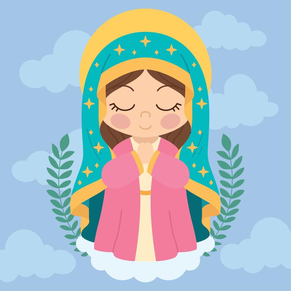 aislado lindo vector de carácter virgen maría