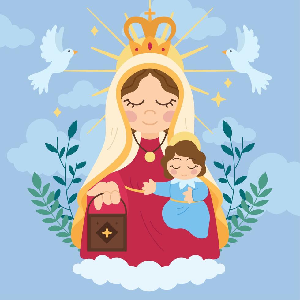 aislado lindo vector de carácter virgen maría