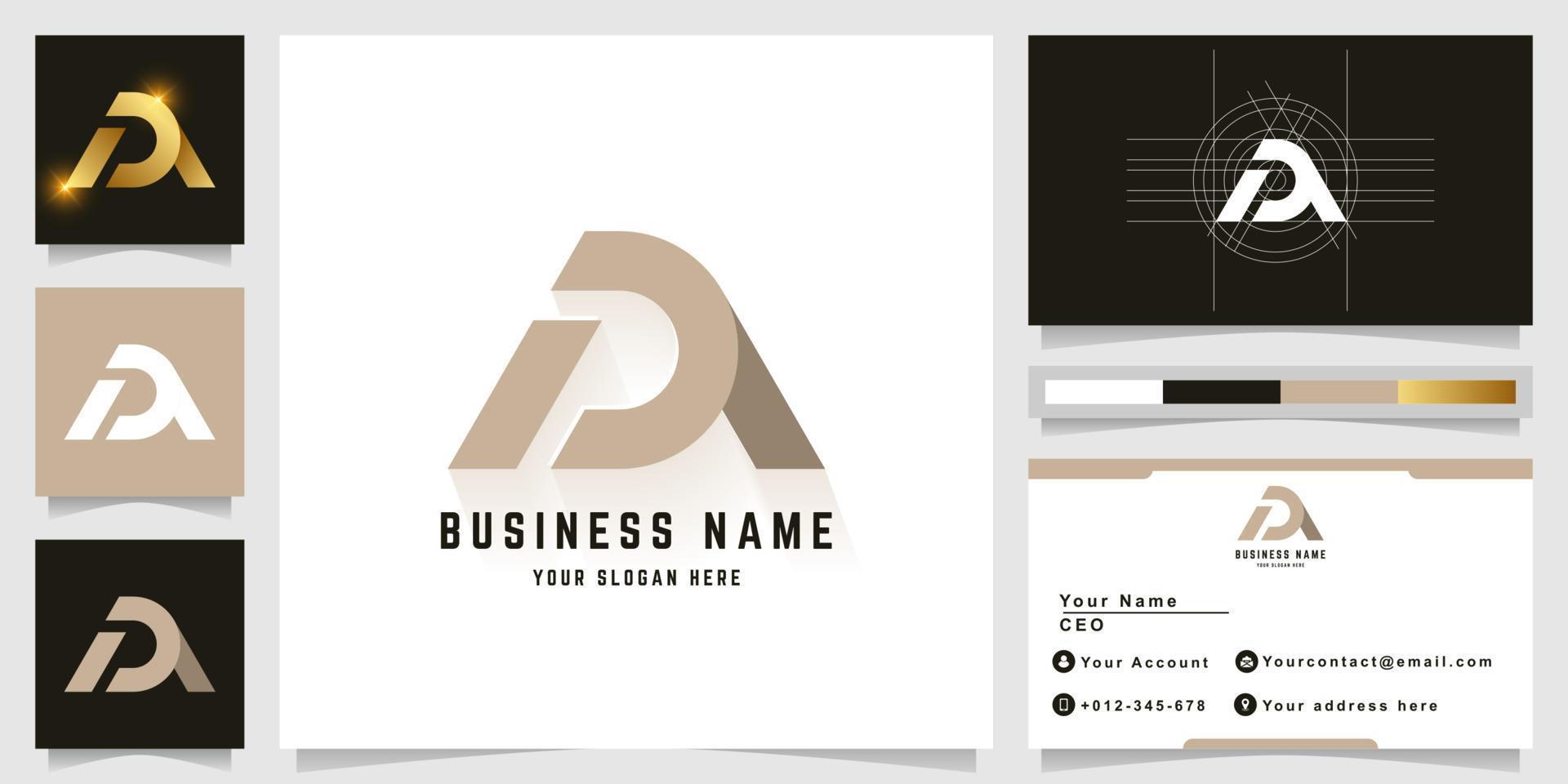 Letter DA or aA monogram logo with business card design vector