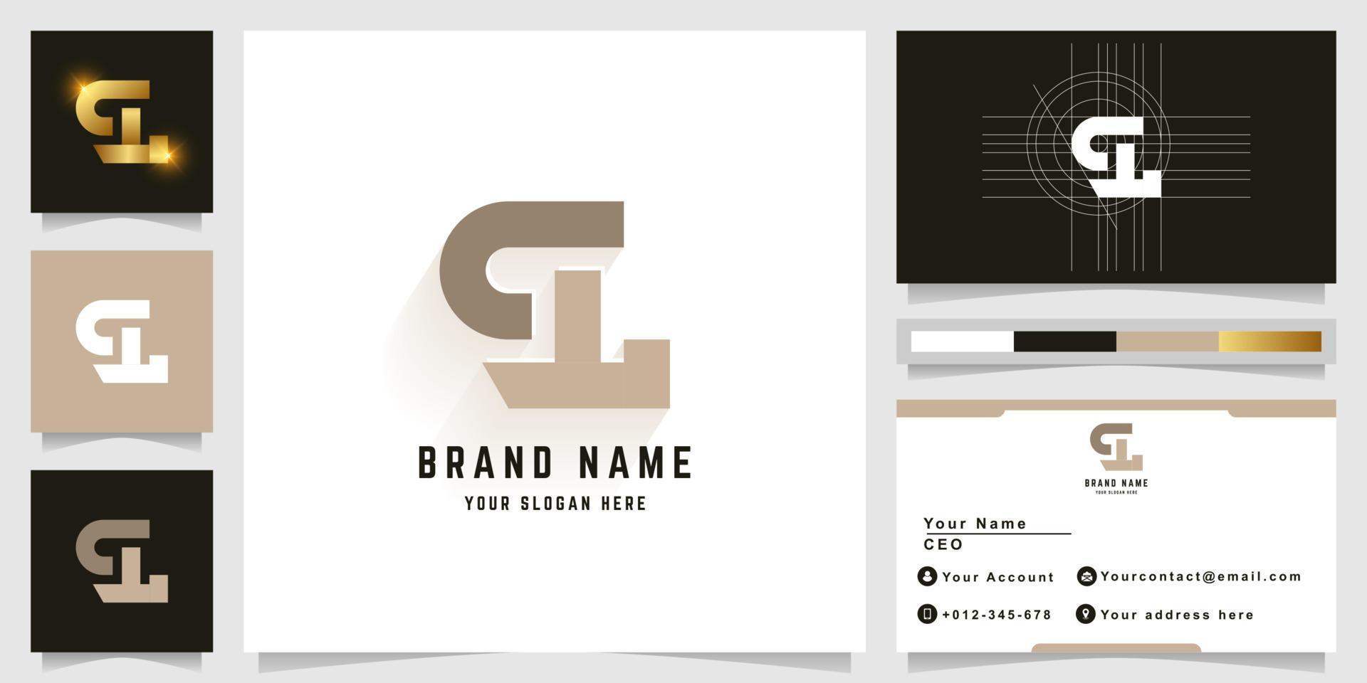 Letter qL or cL monogram logo with business card design vector