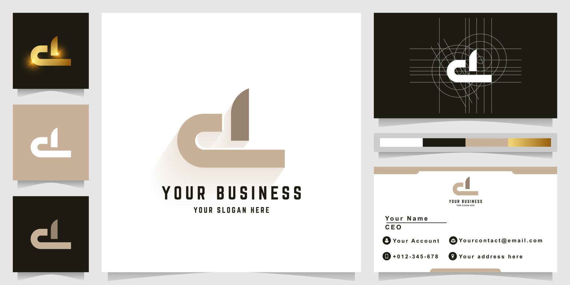 Letter dL or cL monogram logo with business card design vector