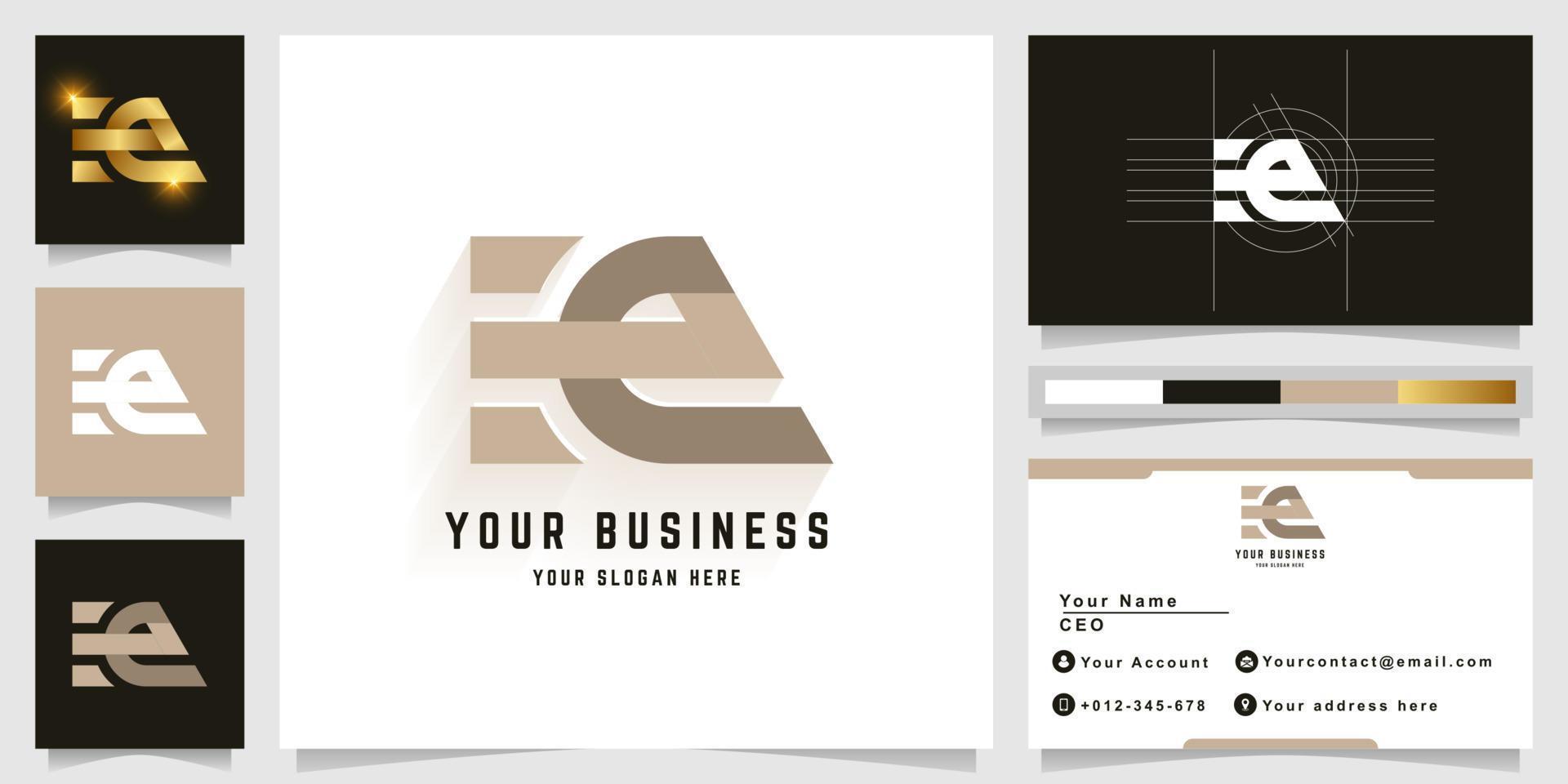 Letter Ee or EA monogram logo with business card design vector