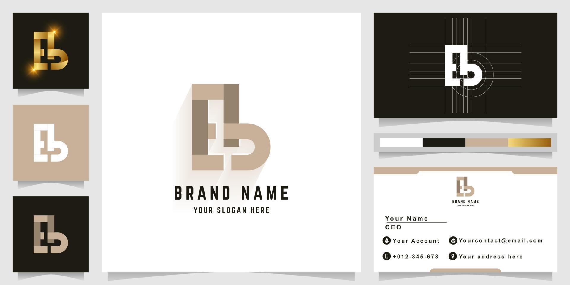 Letter Eb or EAb monogram logo with business card design vector