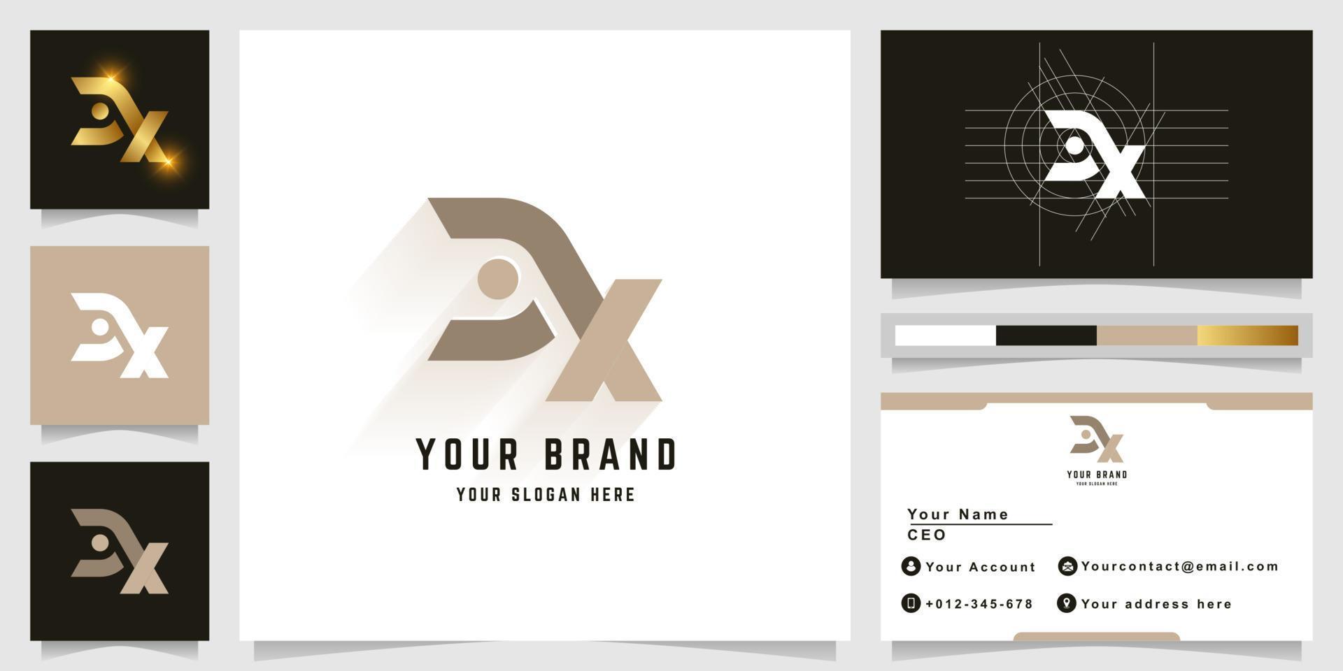 Letter aX or cX monogram logo with business card design vector