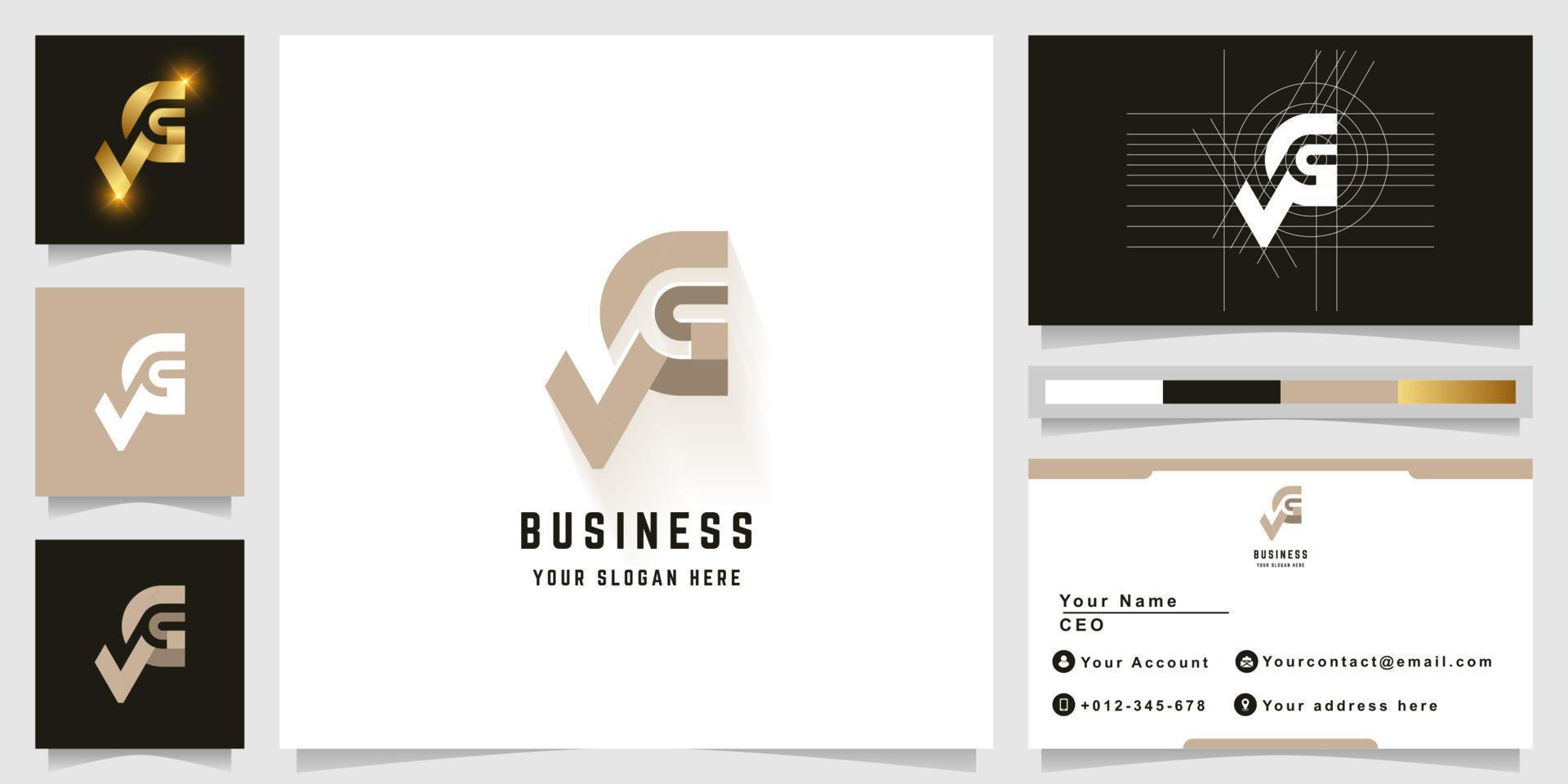 Letter VG or VC monogram logo with business card design vector