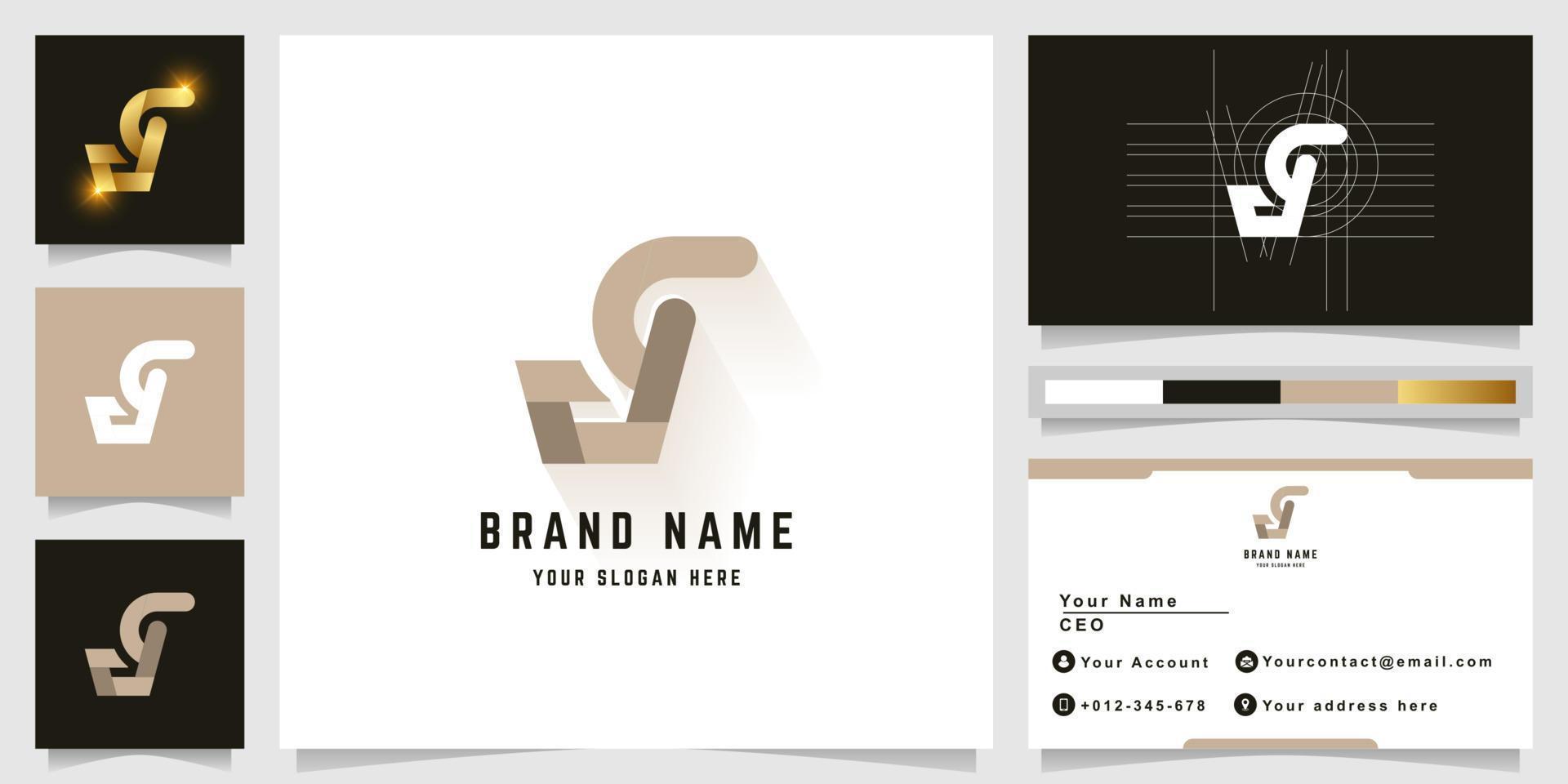 Letter JG or dG monogram logo with business card design vector