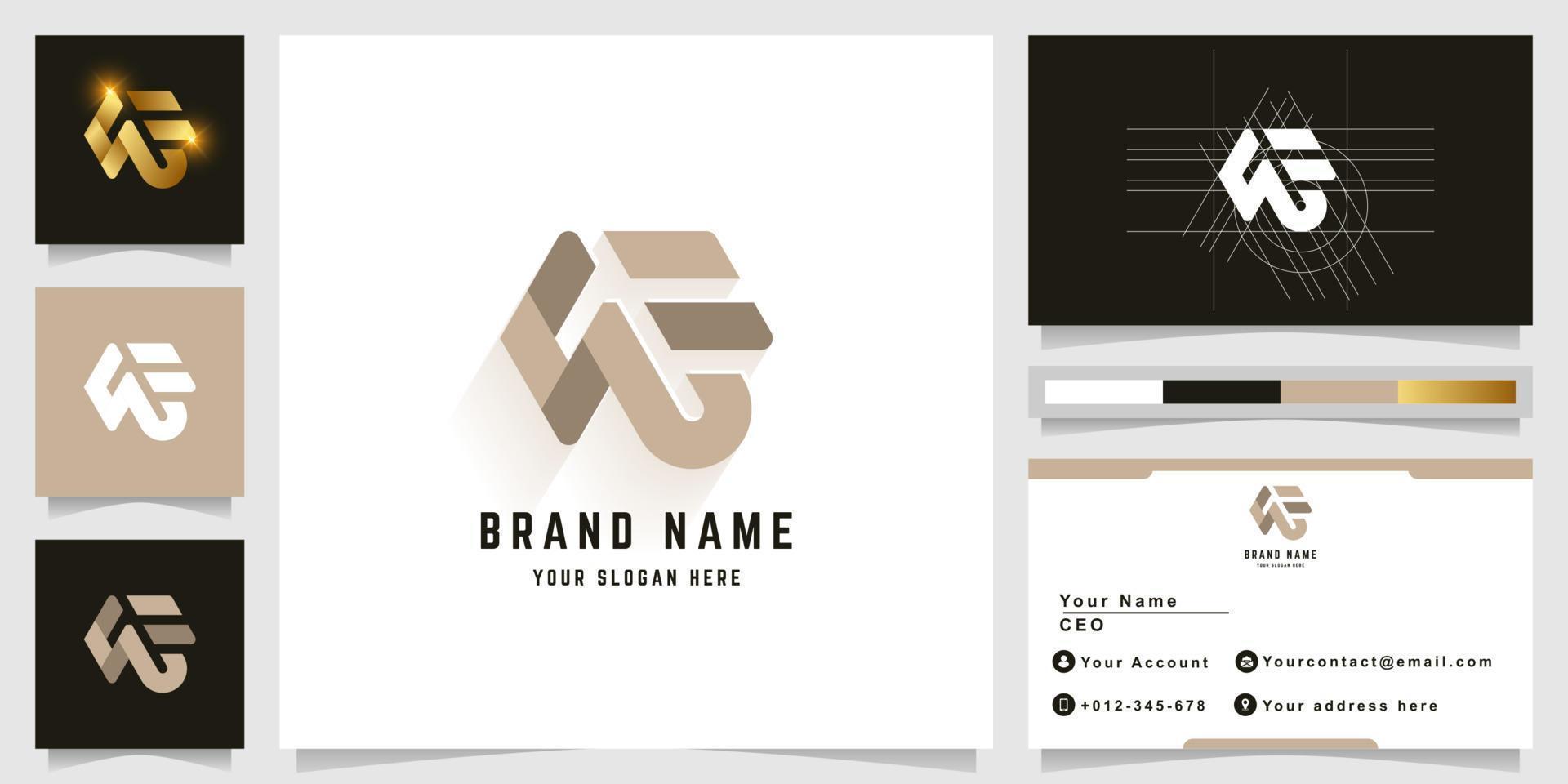 Letter WF or NF monogram logo with business card design vector