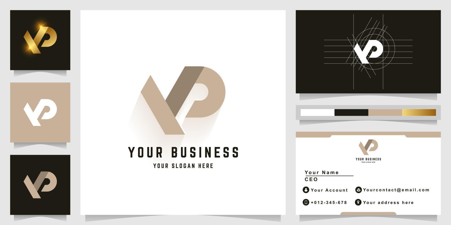 Letter YP or VR monogram logo with business card design vector