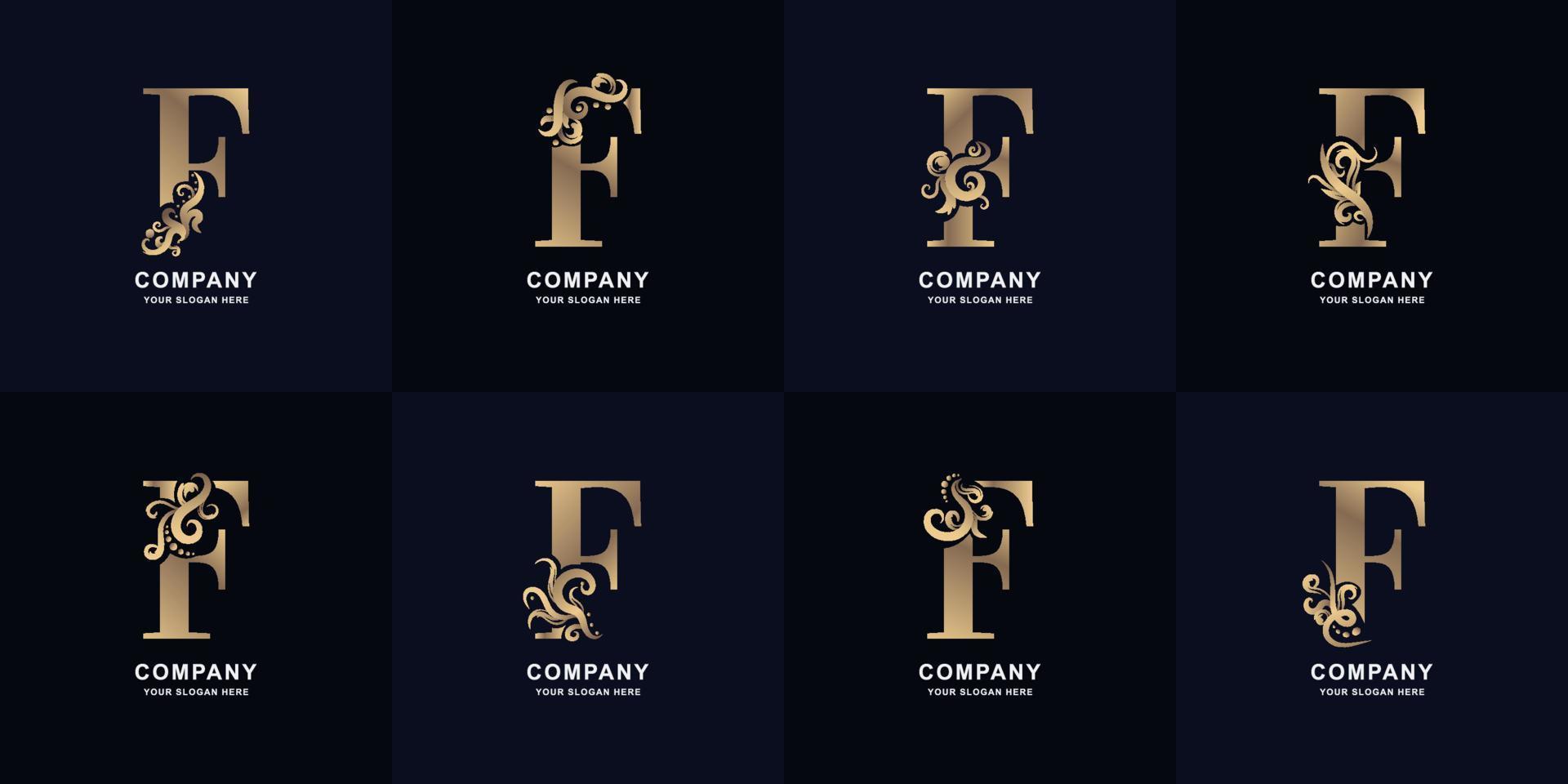Collection letter F logo with luxury ornament design vector