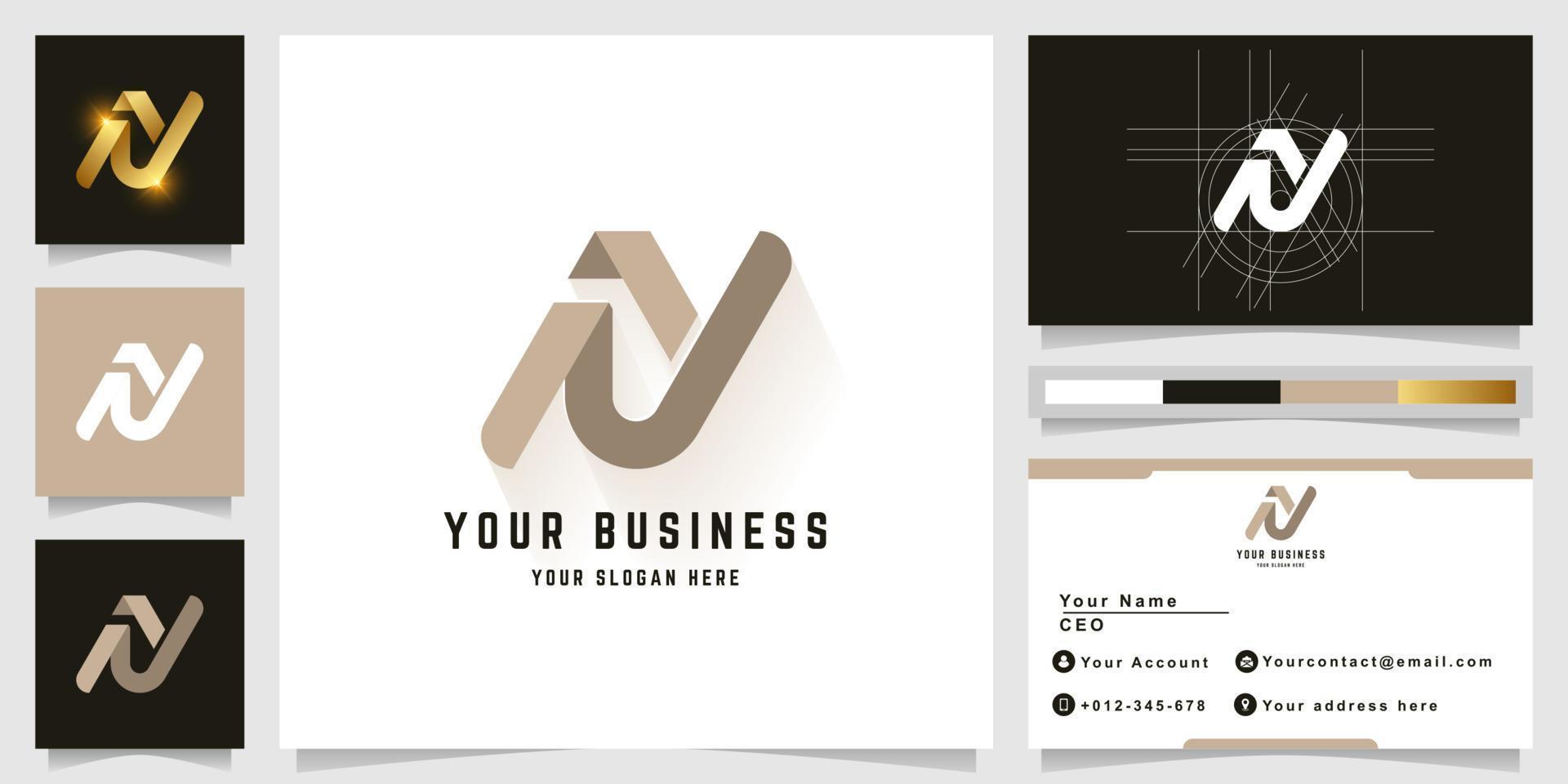 Letter NY or NN monogram logo with business card design vector