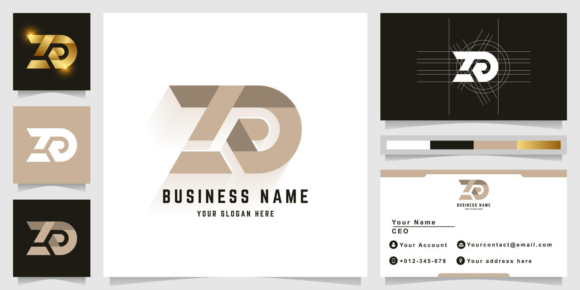 Letter Za or ZD monogram logo with business card design vector