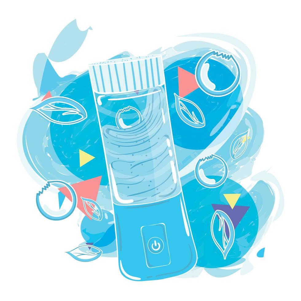 Retro blue smoothie on jar with blueberry fruit Vector