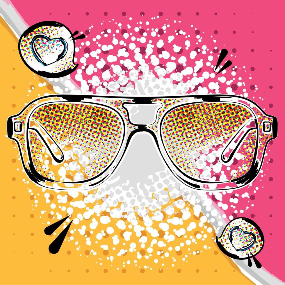Isolated sunglasses sketch on a comic page Vector