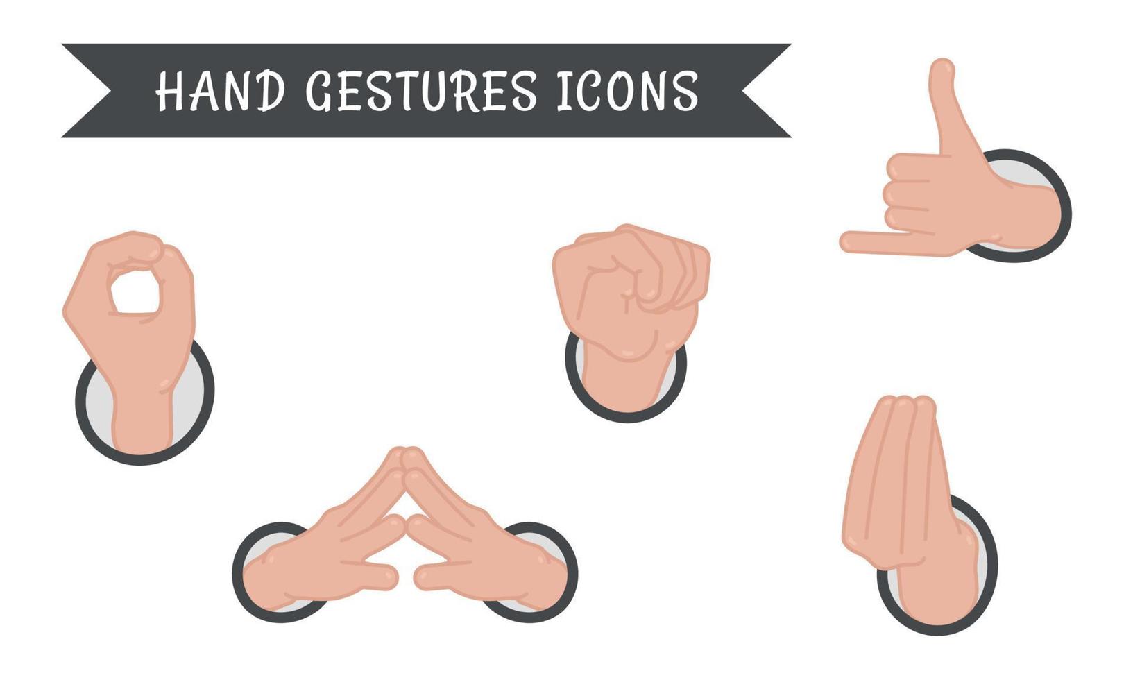 Set of different hand gesture icons Vector