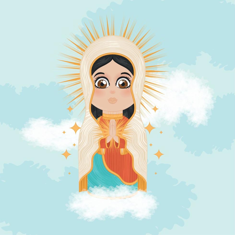 aislado lindo vector de carácter virgen maría