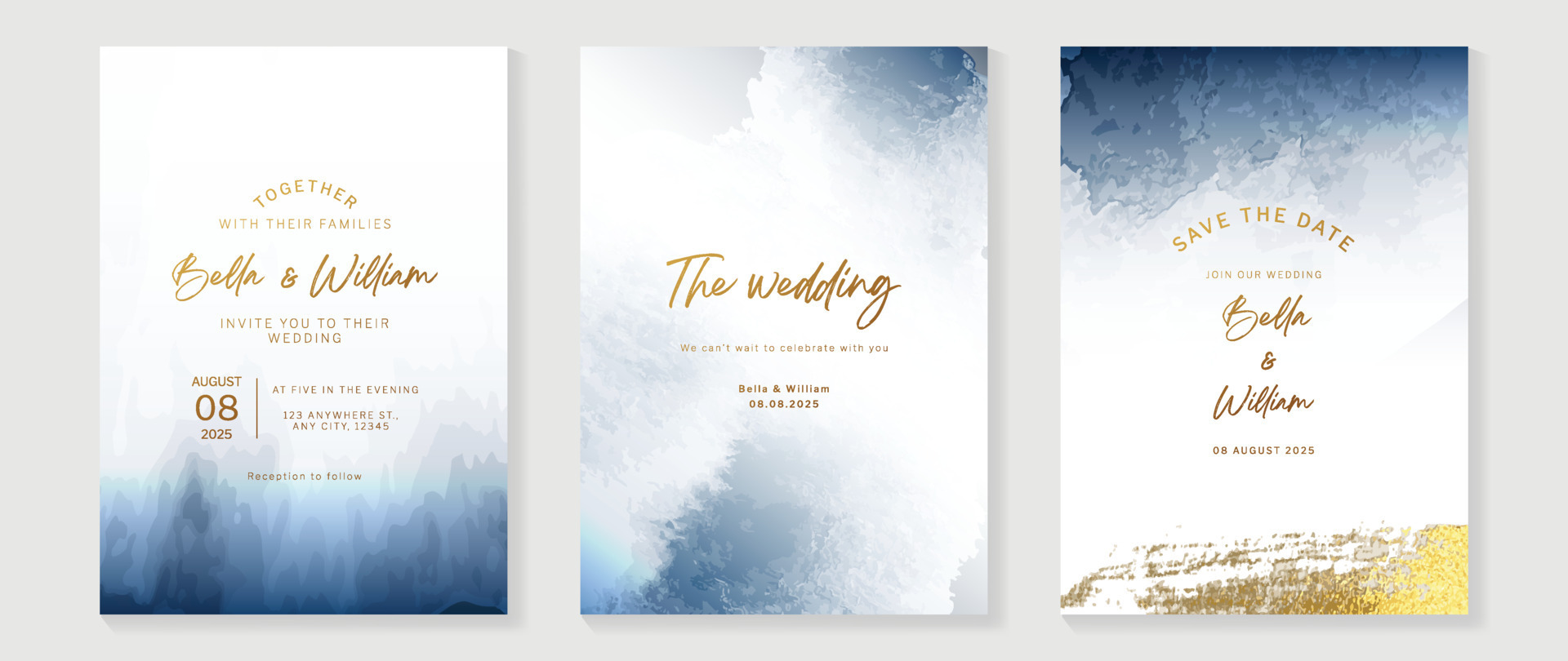 Luxury wedding invitation card background vector set. Abstract watercolor  brush paint with glittering shimmer golden texture background. Design  illustration for wedding and vip cover template, banner. 18861465 Vector  Art at Vecteezy