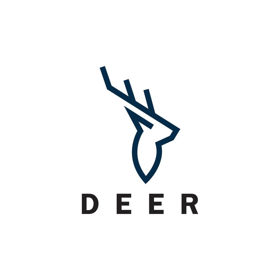 plantilla de vector de diseño de logotipo monoline de ciervo