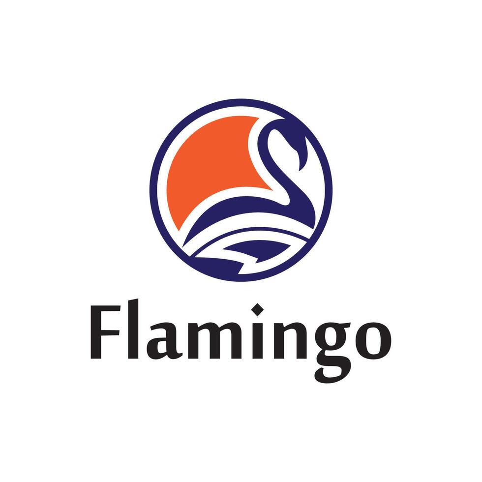 vector de concepto de diseño de logotipo icónico de flamenco, plantilla de logotipo de pájaro flamenco