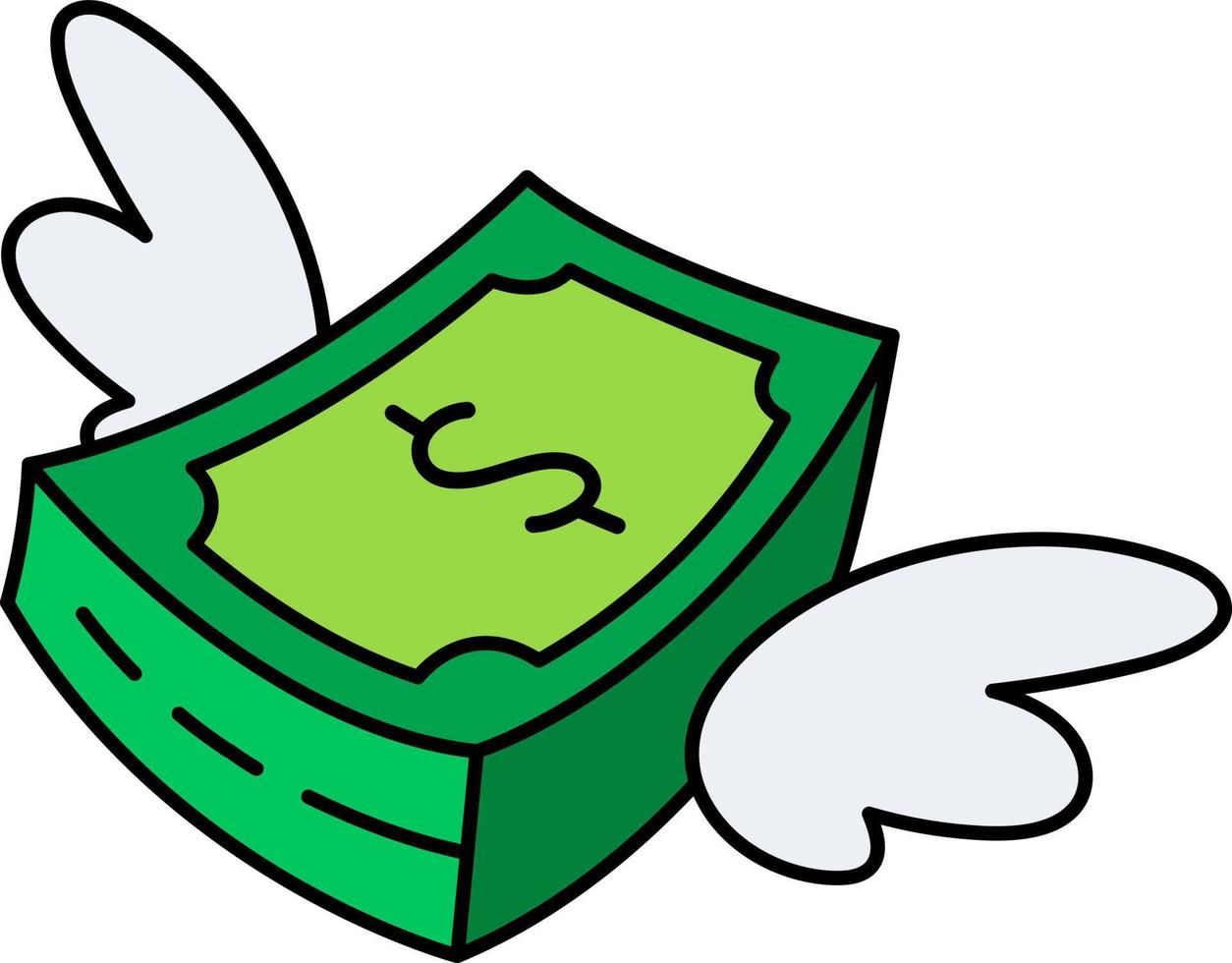Money Flying financial Business Cash trade bank payment Element illustration Colored Outline vector