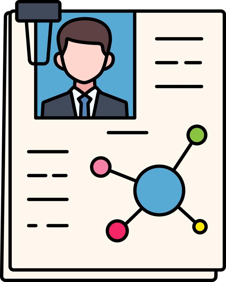 Resume profile business paper history employee work Element illustration Colored Outline vector