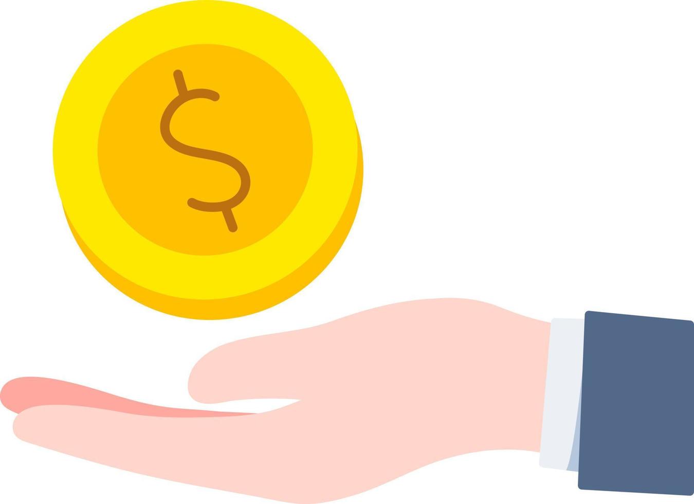 Money Coin Hand Compensation Profit financial Business trade Element illustration Flat vector