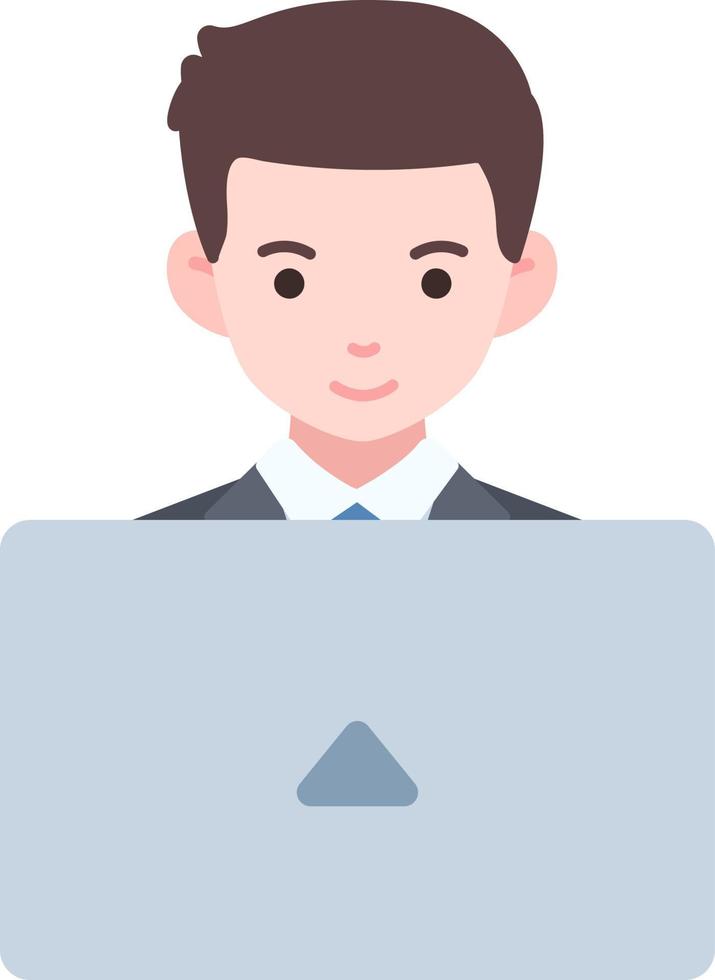 Employee man working laptop business company freelance worker Element illustration Flat vector