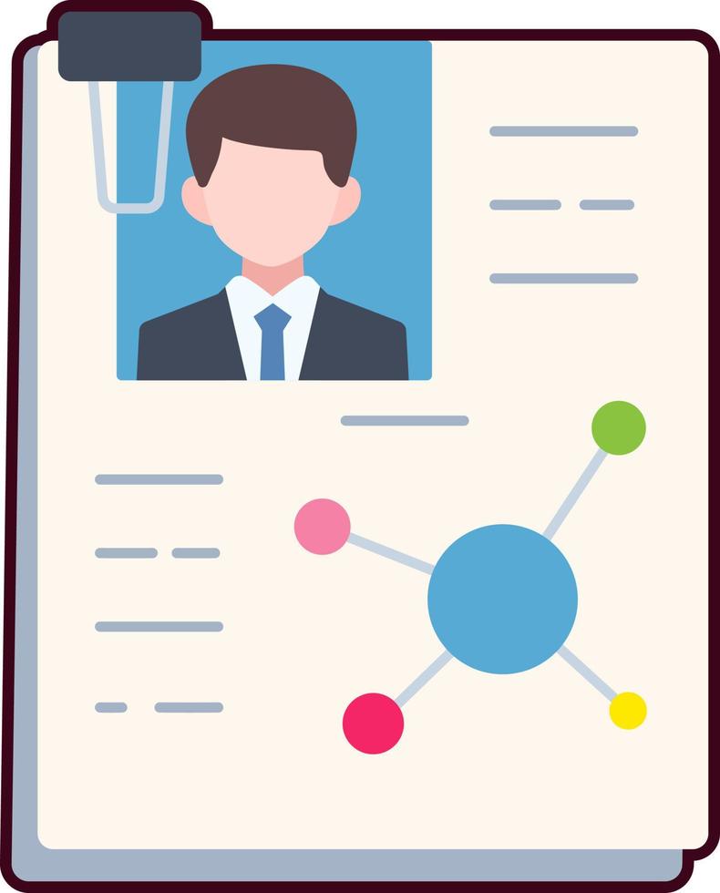 curriculum vitae perfil papel comercial historia empleado trabajo elemento ilustración plana con pegatina negra vector