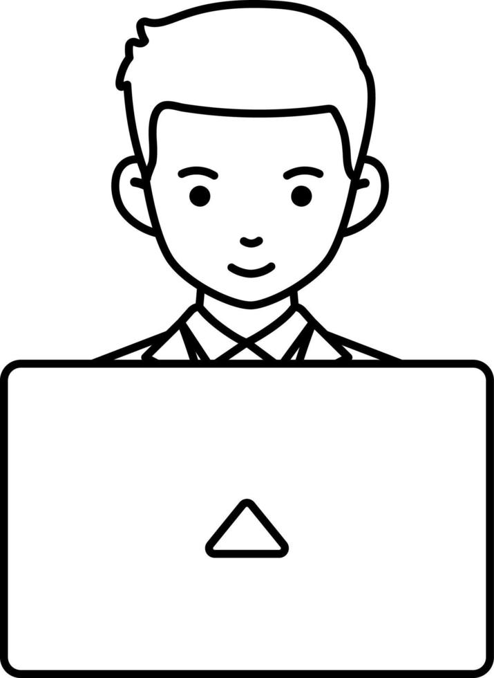 Employee man working laptop business company freelance worker Element illustration Line vector