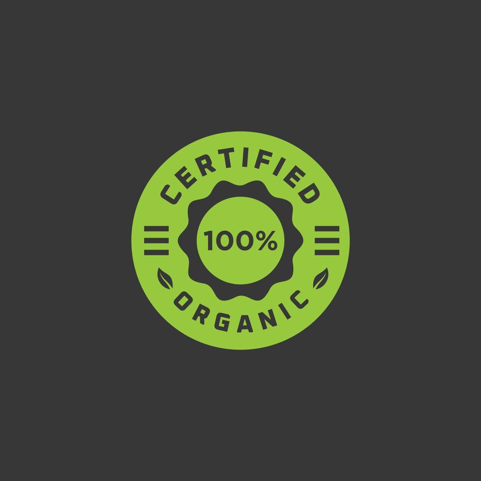 Certified organic farm stamp label vector illustration logo design