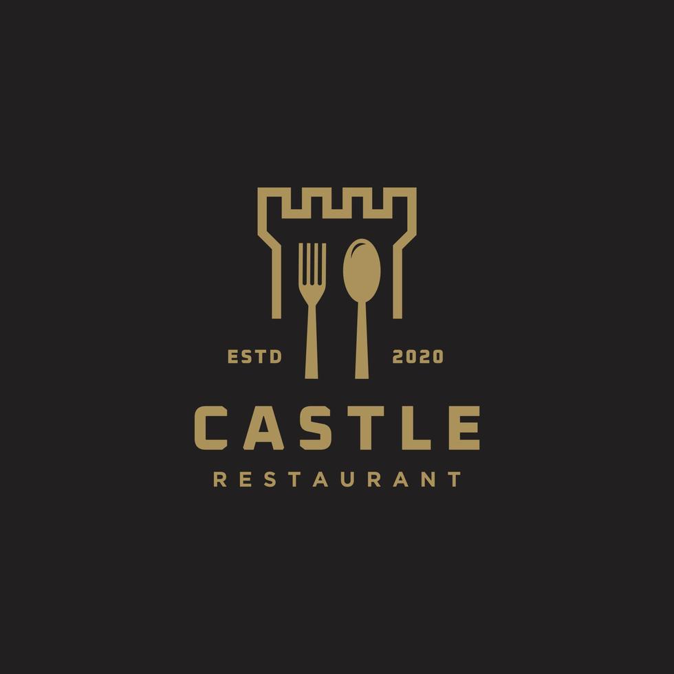 castillo restaurante café elegante diseño de logotipo vector