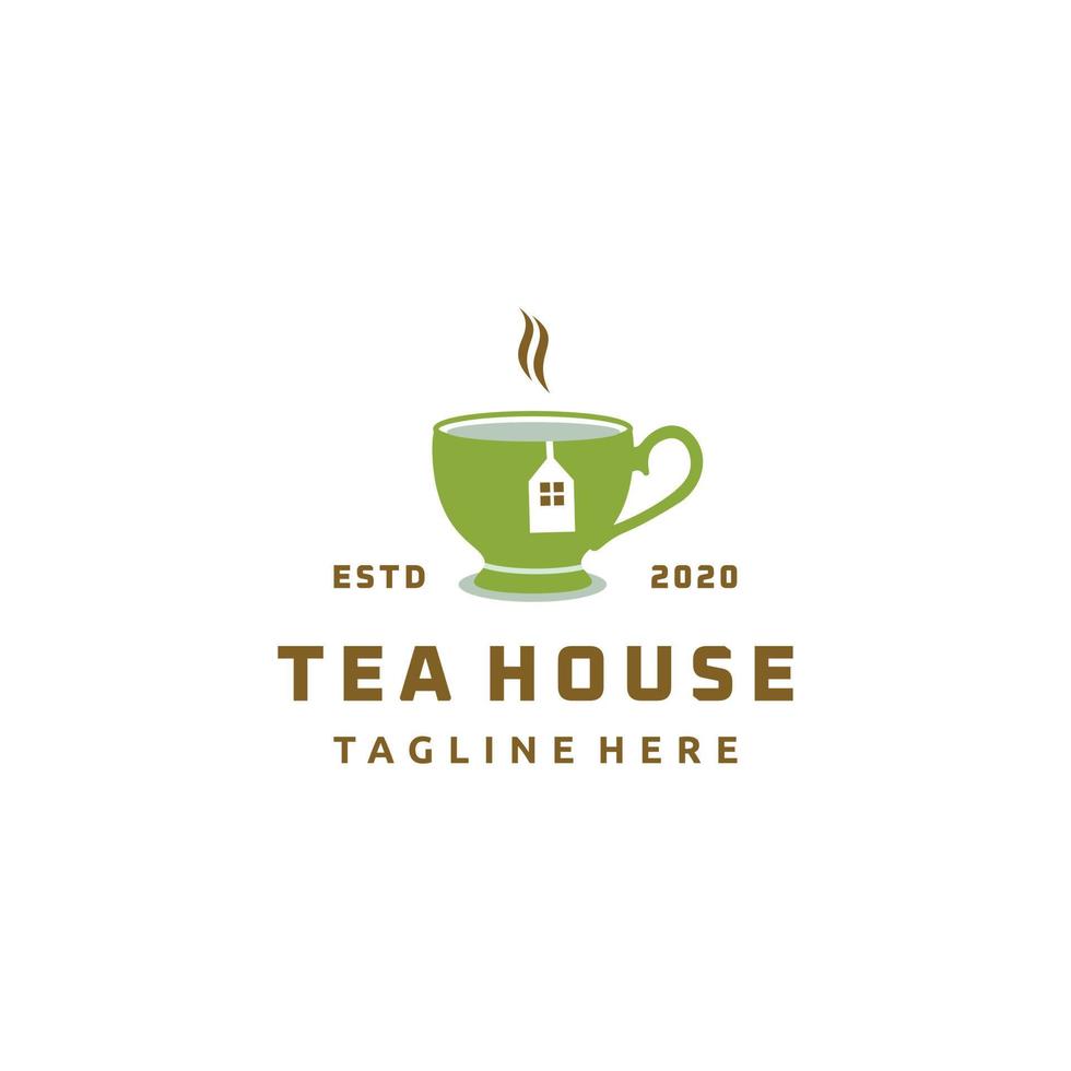 Teahouse cup logo template design. Vector illustration.
