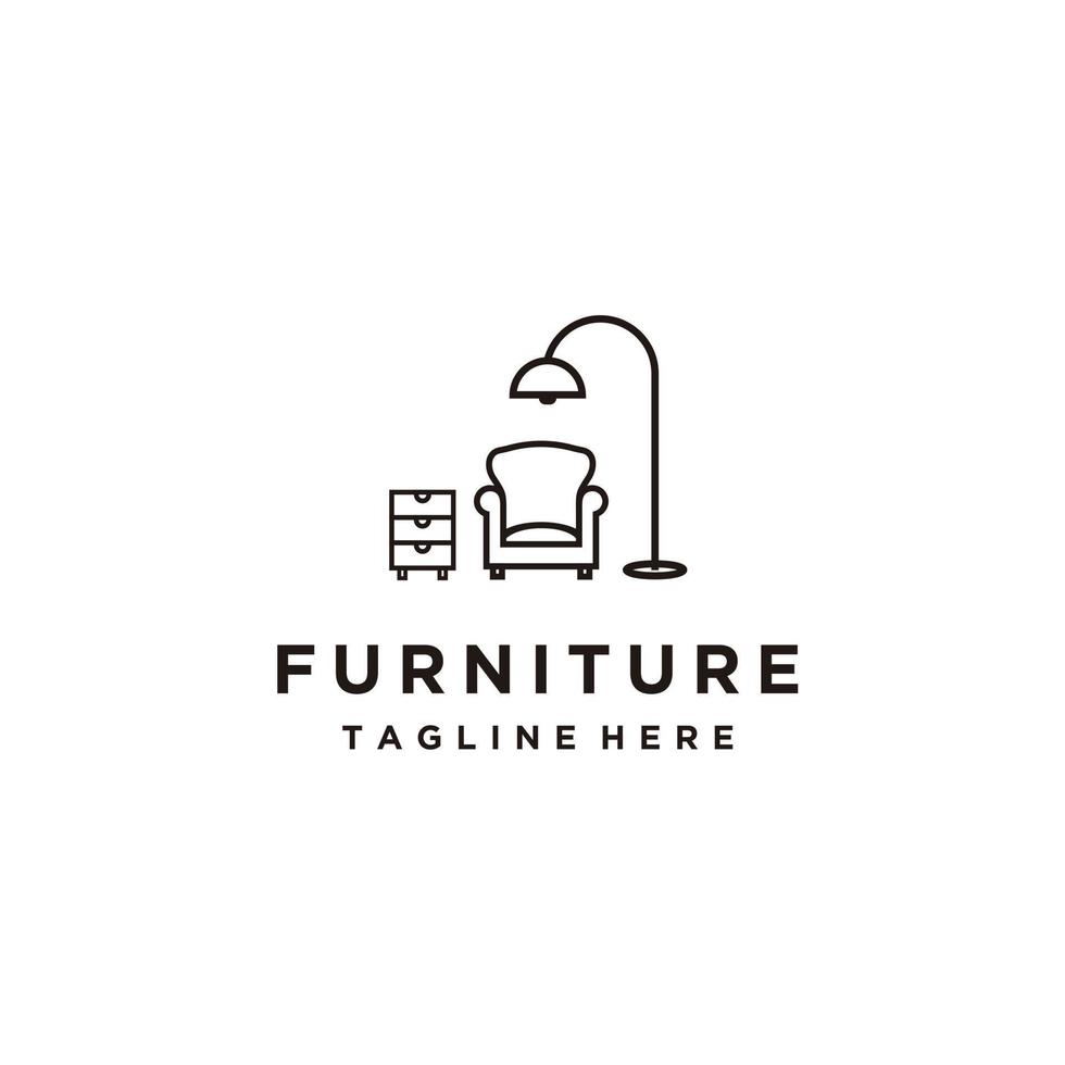 Minimalist furniture line art logo design vector