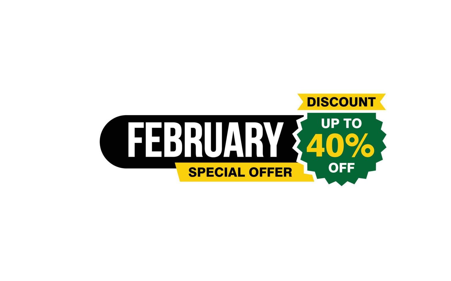 40 Percent FEBRUARY discount offer, clearance, promotion banner layout with sticker style. vector