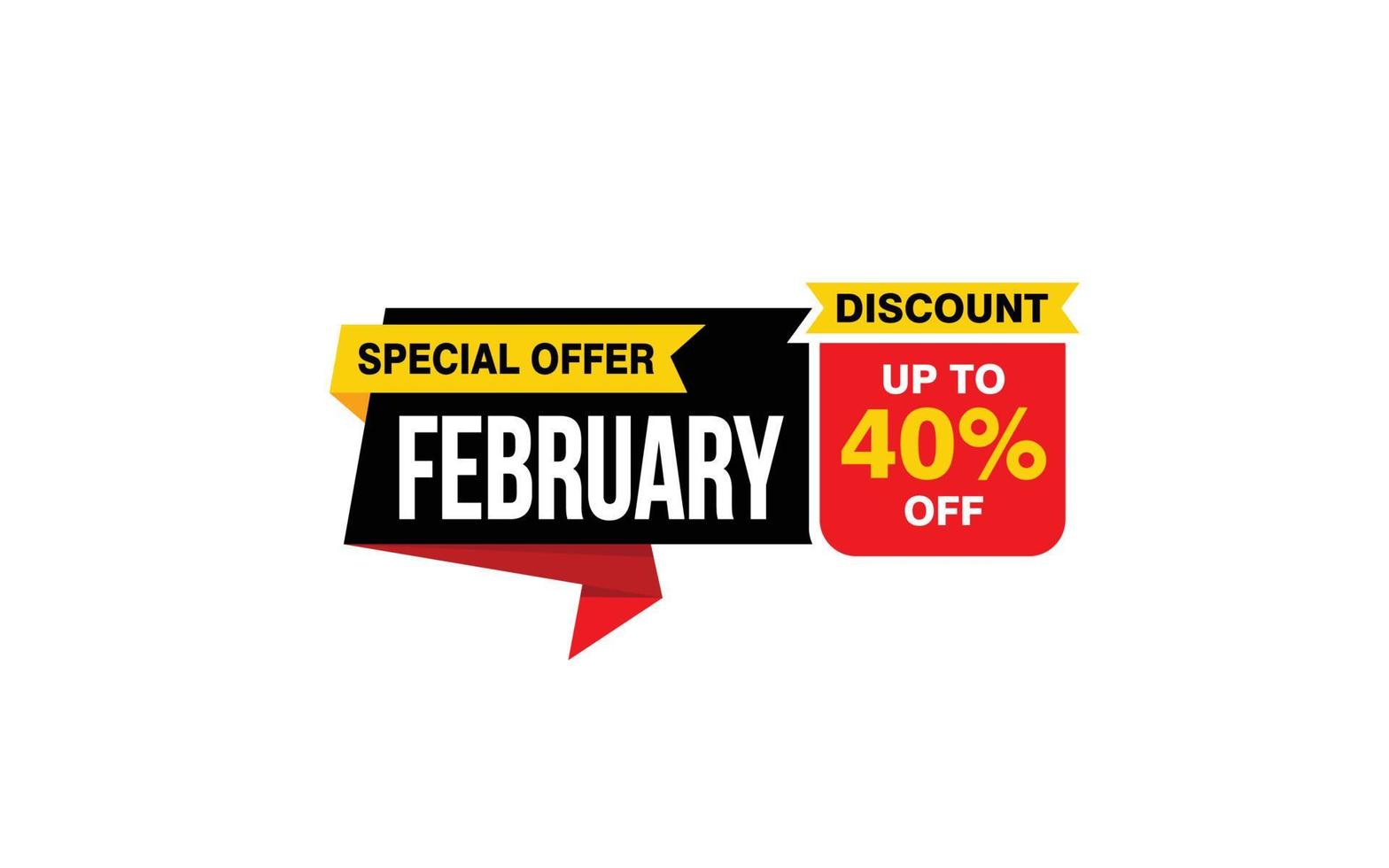 40 Percent FEBRUARY discount offer, clearance, promotion banner layout with sticker style. vector