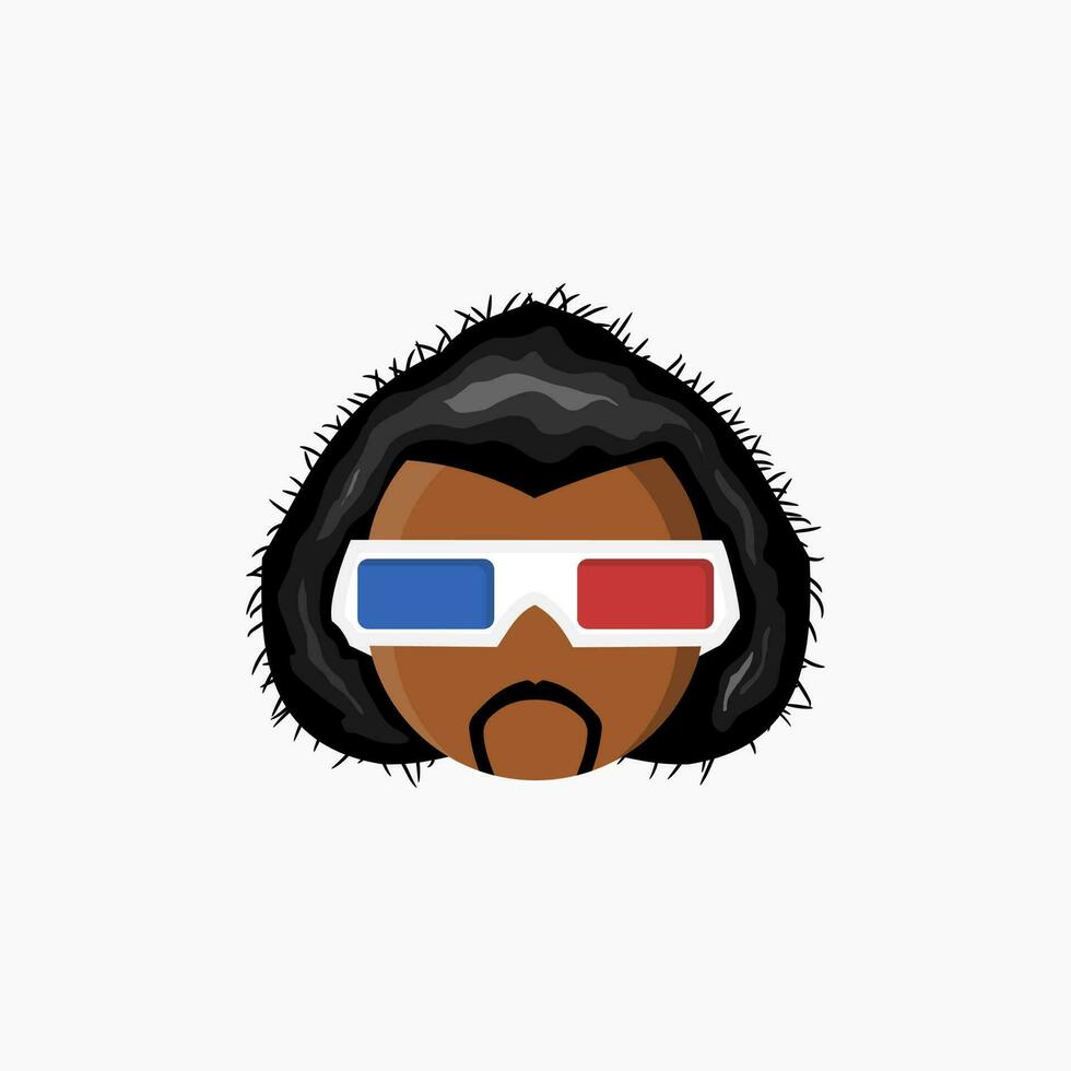 frizzy man wearing 3d glasses vector