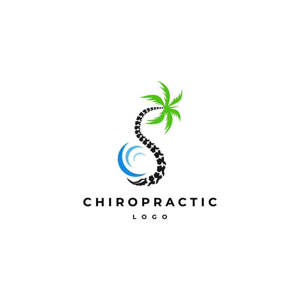 Chiropractic logo with palm and sea vector