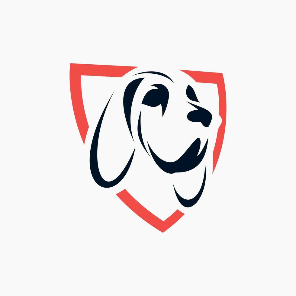 logotipo de perro escudo vector