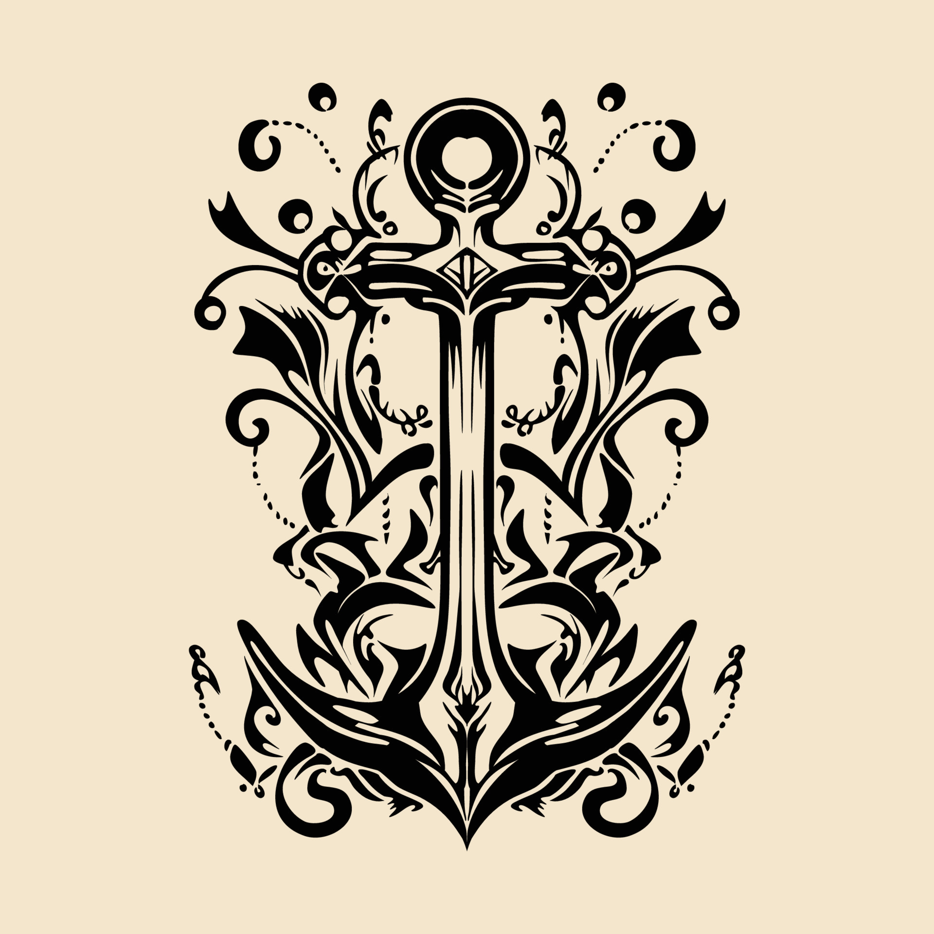 Vintage Anchor Arrow Hand Drawn tribal Illustration 18862194 Vector Art