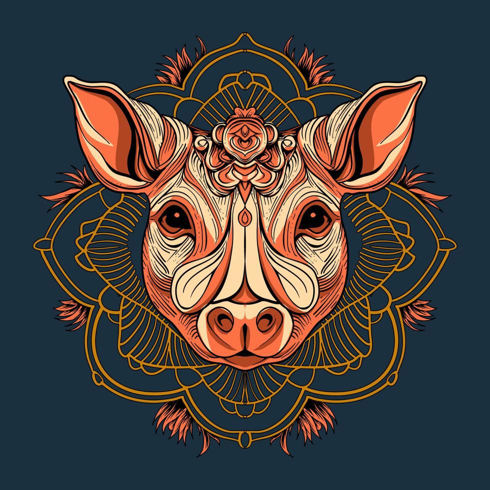 ilustración de dibujado a mano cabeza de cerdo vector