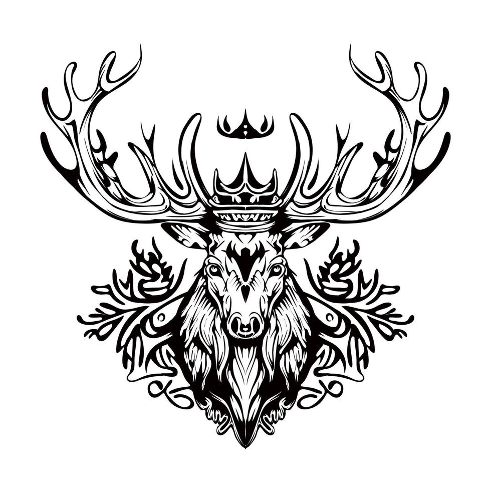 Moose Silhouette Outline Drawing vector