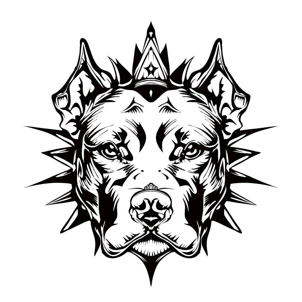 Angry Pitbull Drawing Silhouette Outline vector