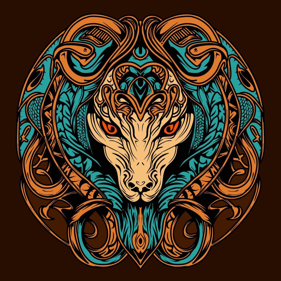 Snake head egyptian hand drawn illustration vector