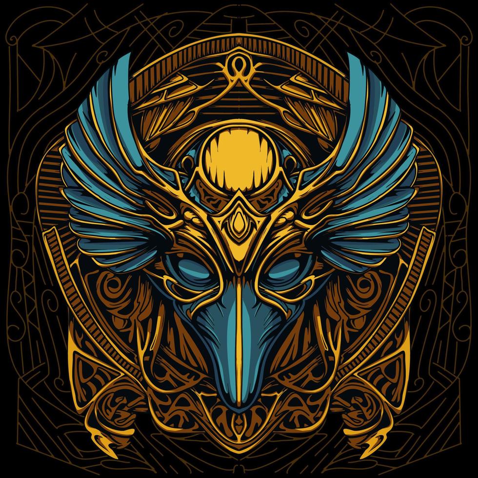 Horus Head Hand Drawn Illustration vector
